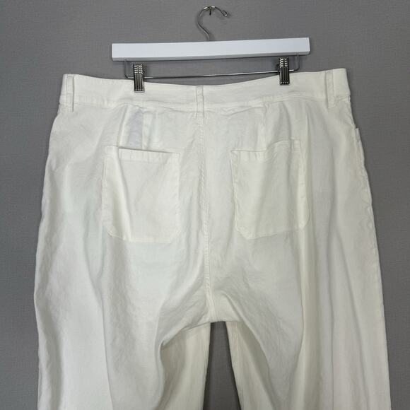 NYDJ Trouser Pants Womens 16W White In Stretch Linen Straight Leg Minimalist - Picture 7 of 16